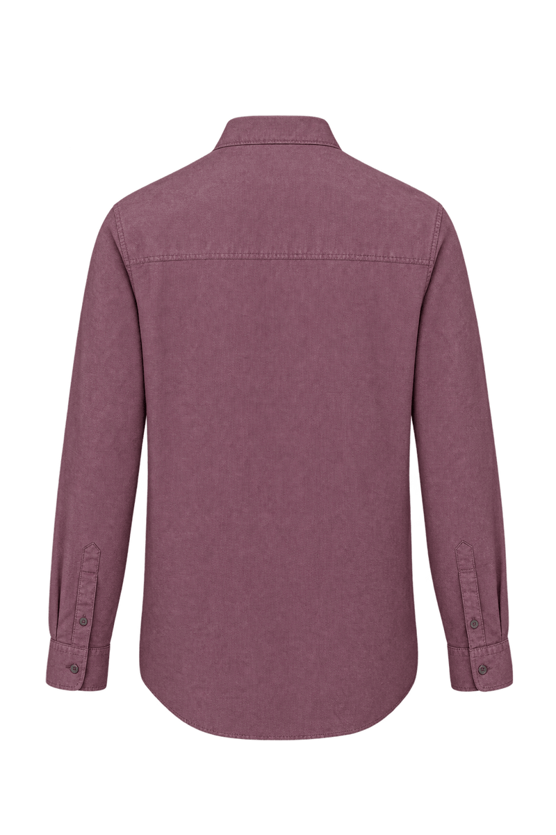 1990s Muted Mauve Burgundy Woven Shirt - Back View