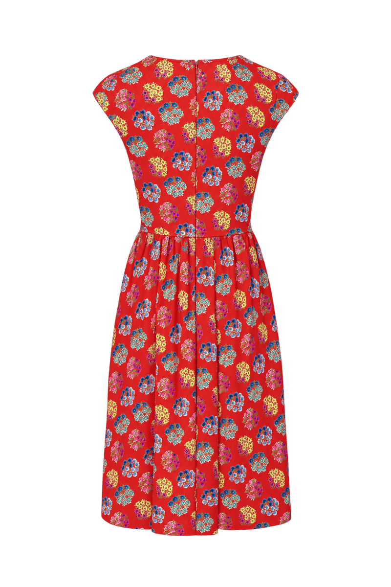 1980s Rust Red Woven Dress - Back View
