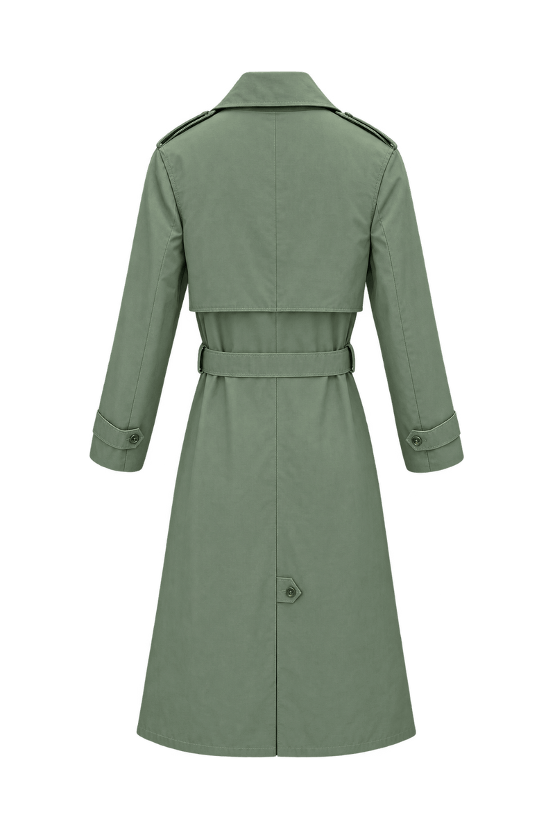 1980s Light Beige Woven Trench Coat - Back View