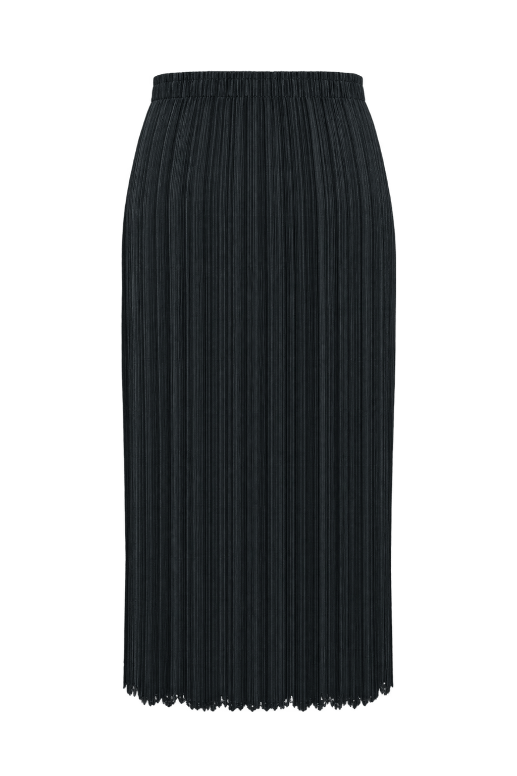 1990s Black Pleated Synthetic Skirt - Back View