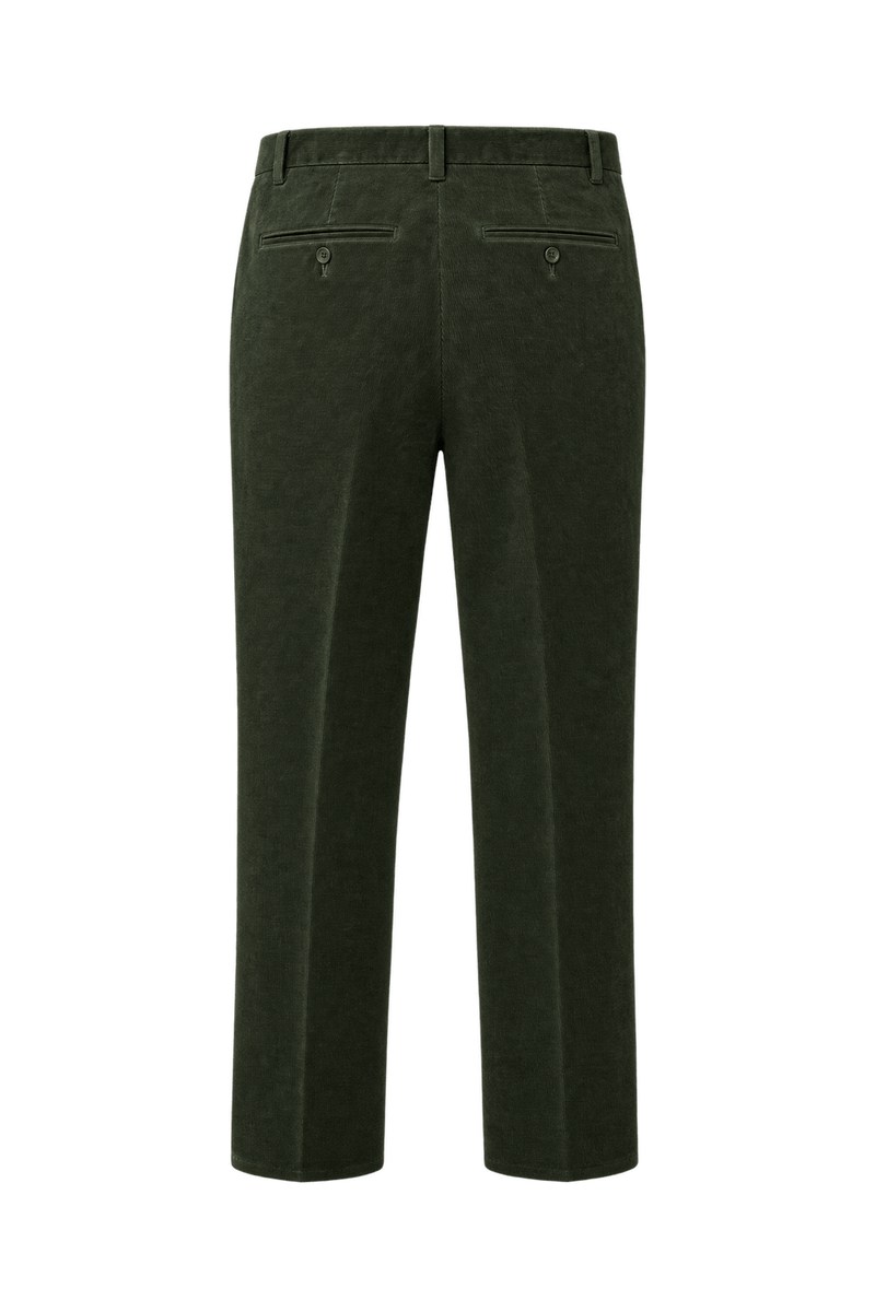 1990s Dark Olive Green Cotton Corduroy Trousers - Back View