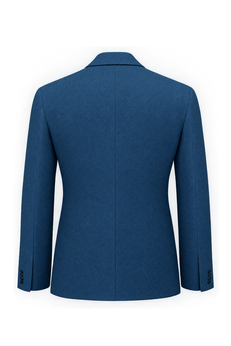 1990s Teal Blue Woven Blazer - Back View