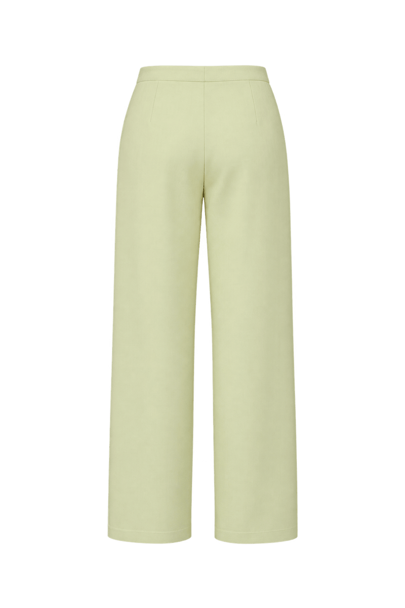 1980s Pale Butter Yellow Woven Suiting Trousers - Back View
