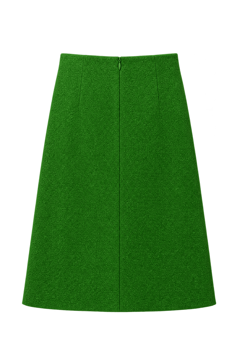 1960s Bright Grass Green Woven Skirt - Back View