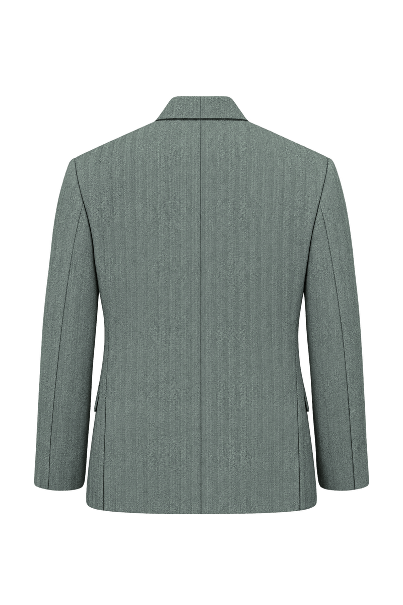 1990s Grey Woven Suiting Blazer - Back View
