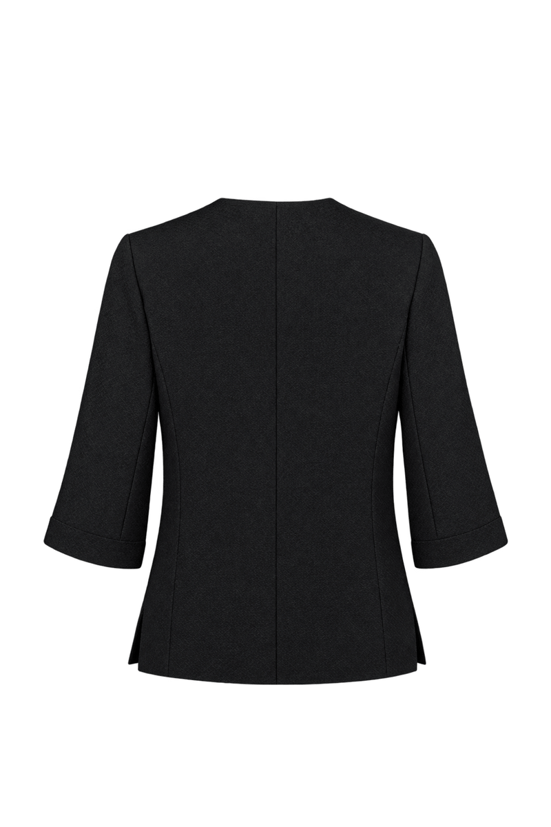 1980s Black Woven Blouse - Back View