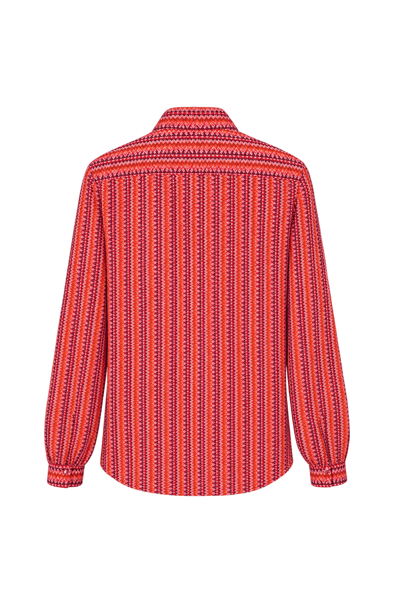 1970s Rust Red Woven Blouse - Back View