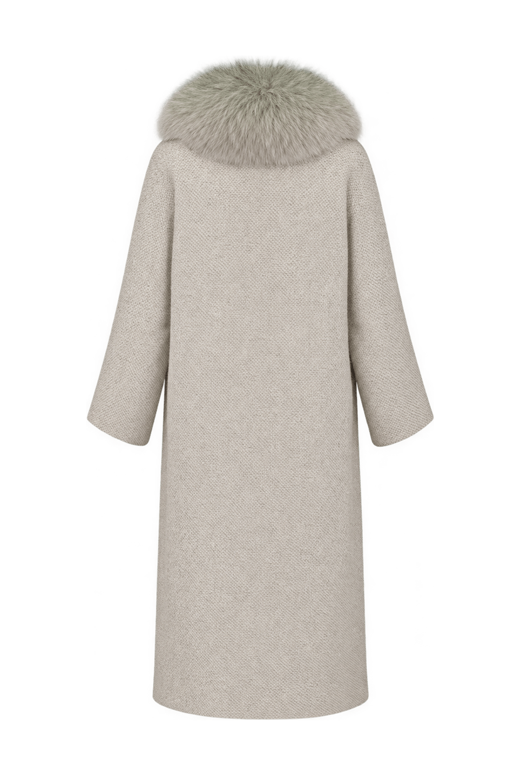 1950s Warm Cream Woven Fabric Coat - Back View