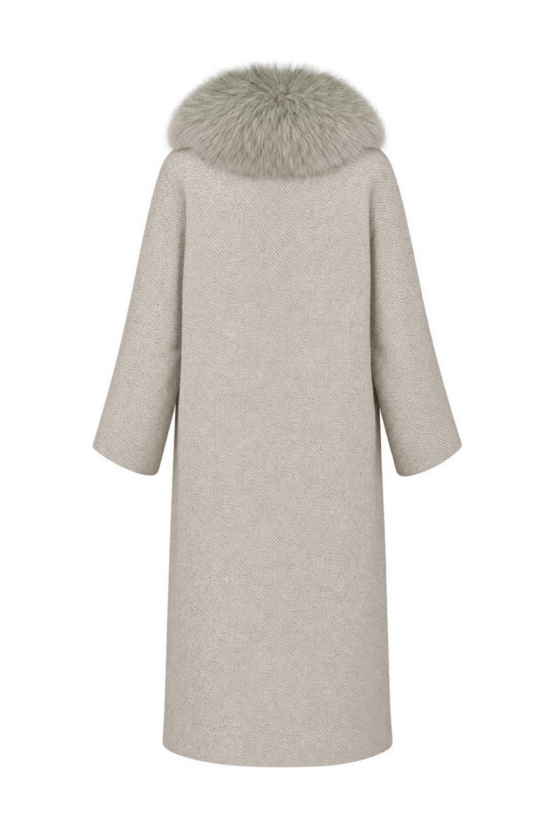 1950s Warm Cream Woven Fabric Coat - Back View