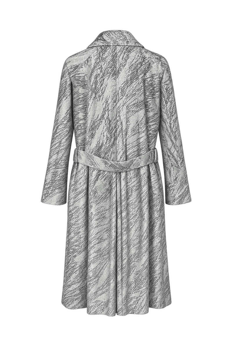 1980s Silvery Ivory Woven Coat - Back View