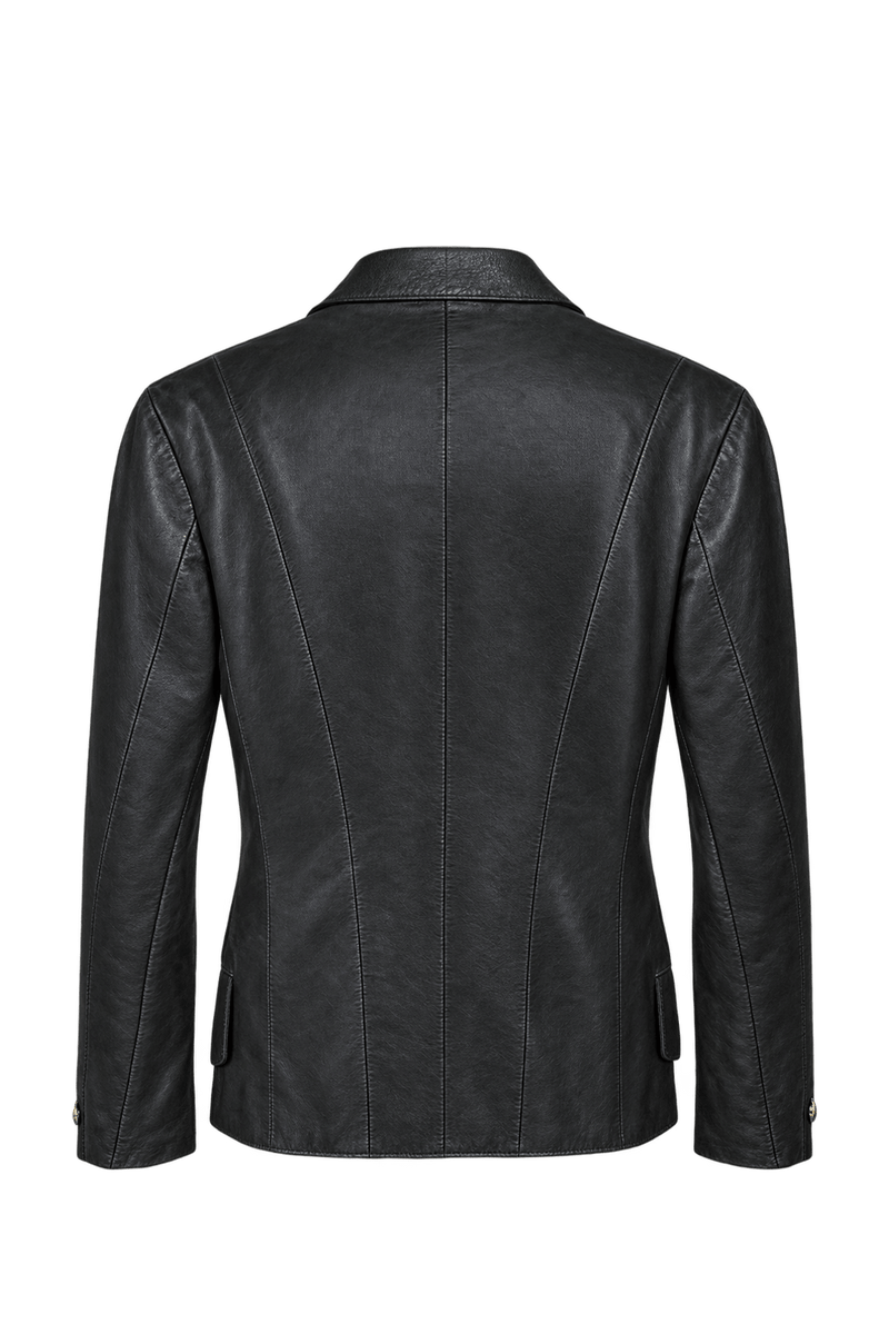1990s Black Leather Jacket - Back View