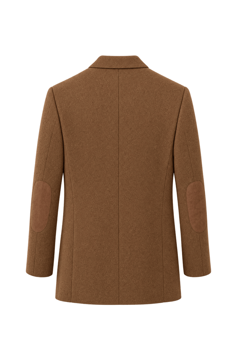 1970s Warm Medium Brown Napped Woven Blazer - Back View