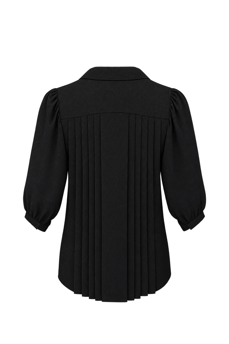 1980s Black Woven Blouse - Back View