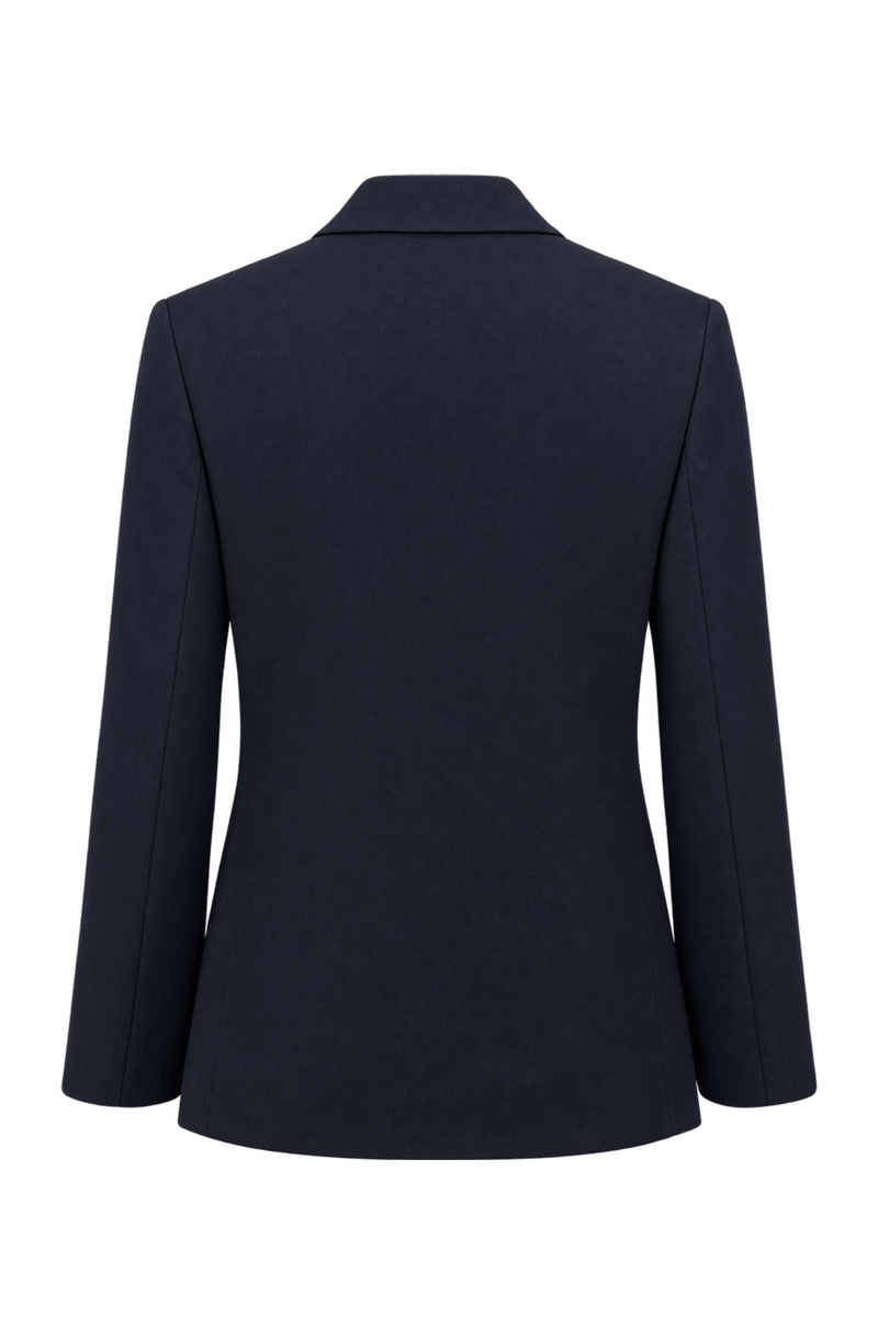 1980s Black Woven Suiting Fabric Blazer - Back View