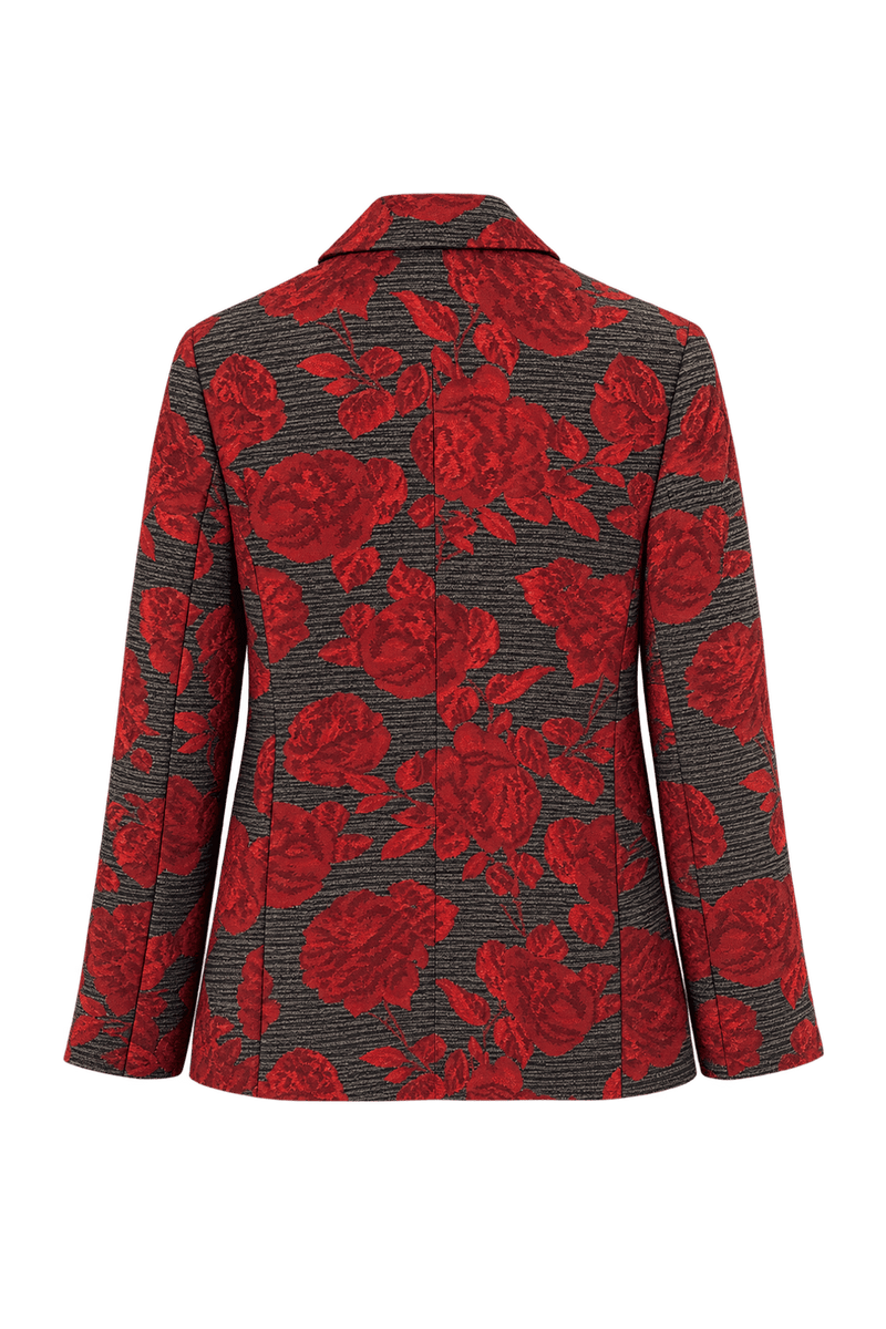 1990s Charcoal Grey Woven Fabric Jacket - Back View