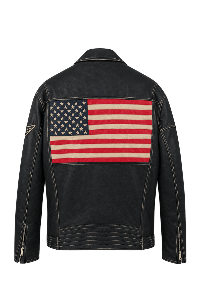 1990s Black Leather Jacket - Back View