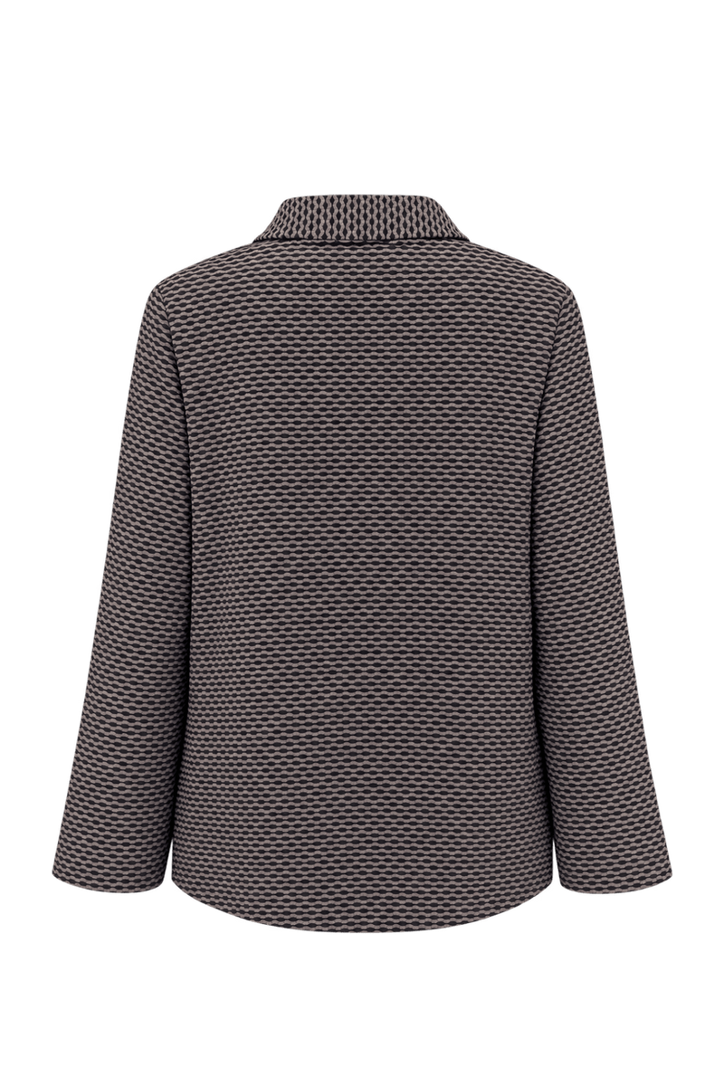 1990s Black Taupe Gray Woven Fabric Jacket - Back View