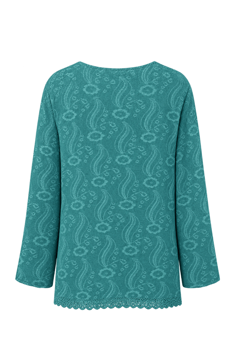 1980s Teal Knit Cardigan - Back View