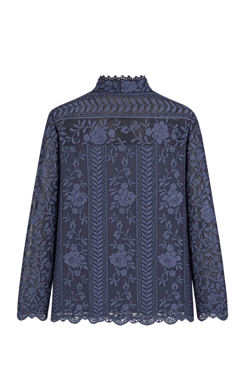 1990s Dark Navy Blue Sheer Mesh Blouse - Back View