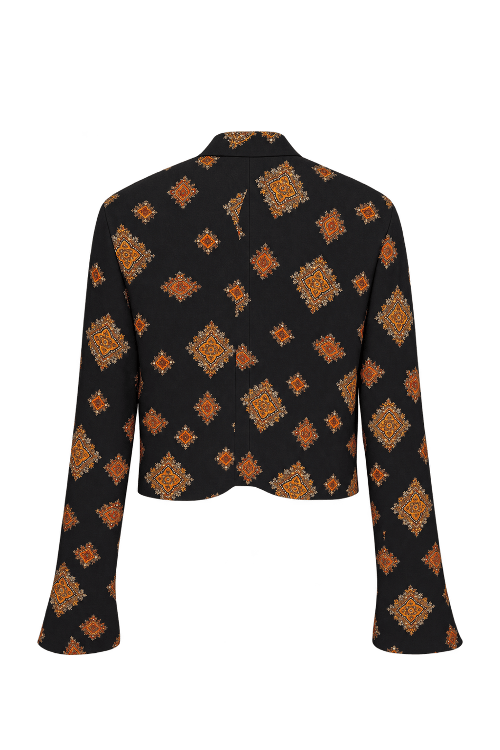 1980s Black Woven Fabric Jacket - Back View
