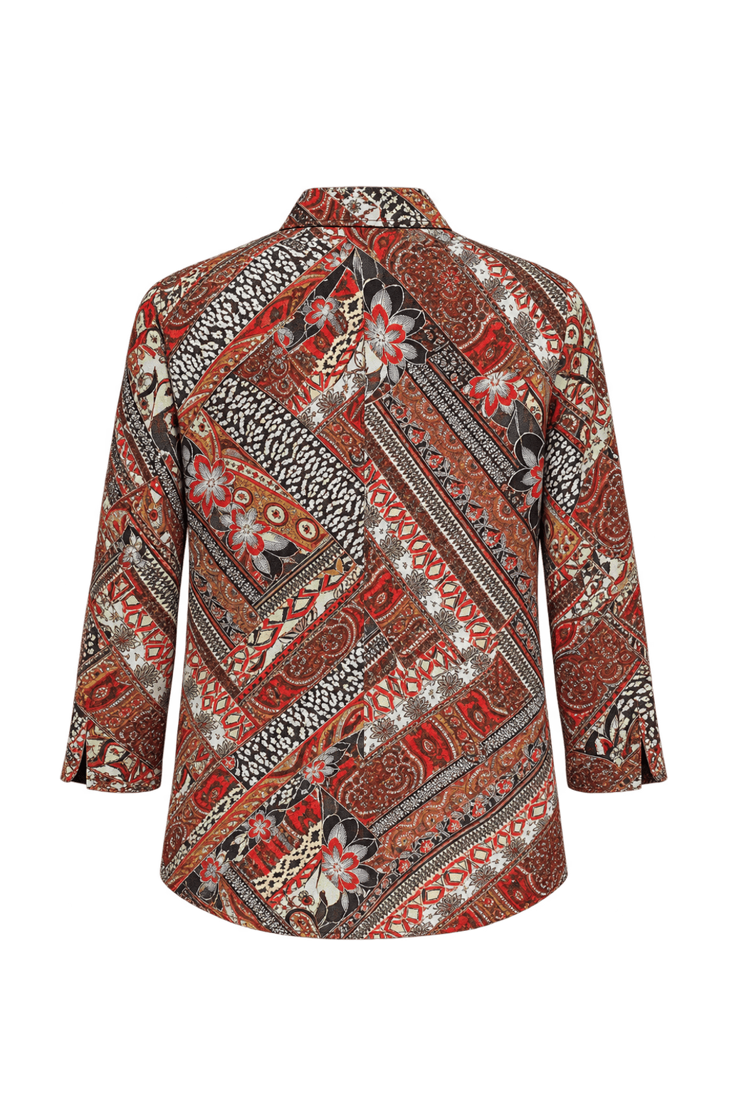 1970s Rust Red Woven Fabric Blouse - Back View