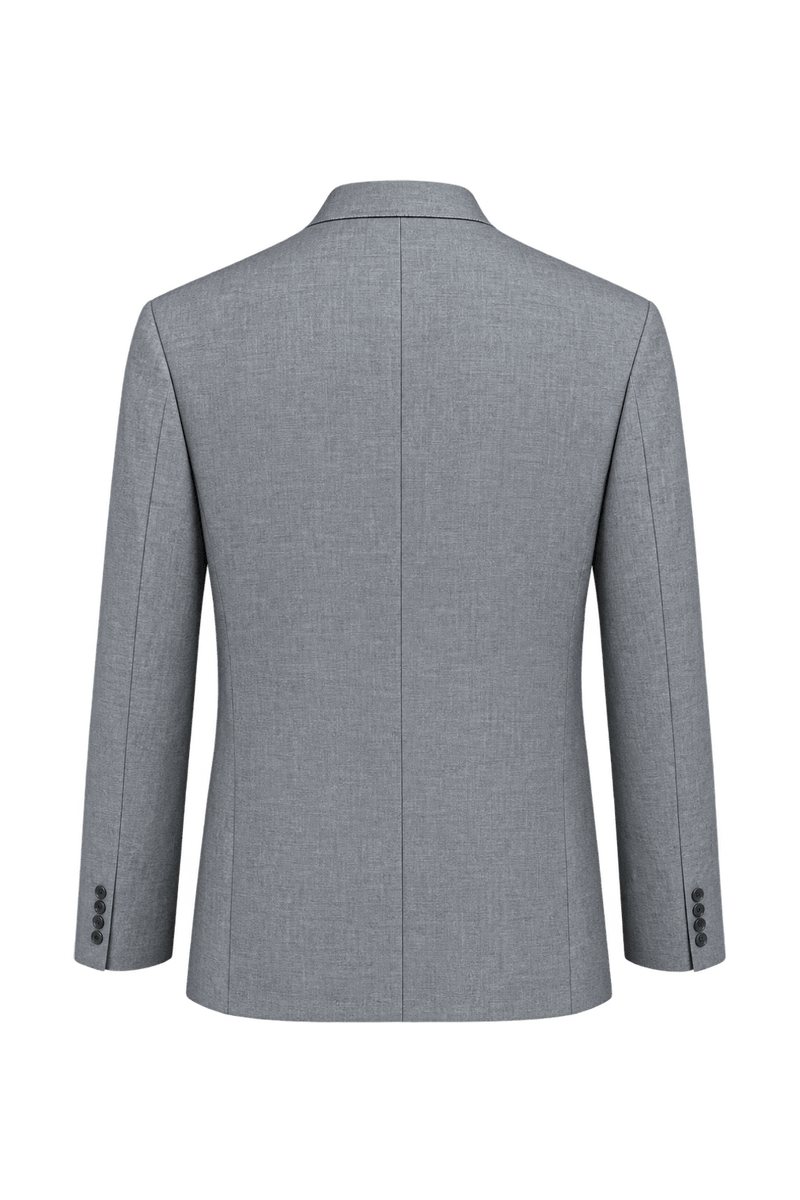 1990s Light Grey Suiting Fabric Blazer - Back View