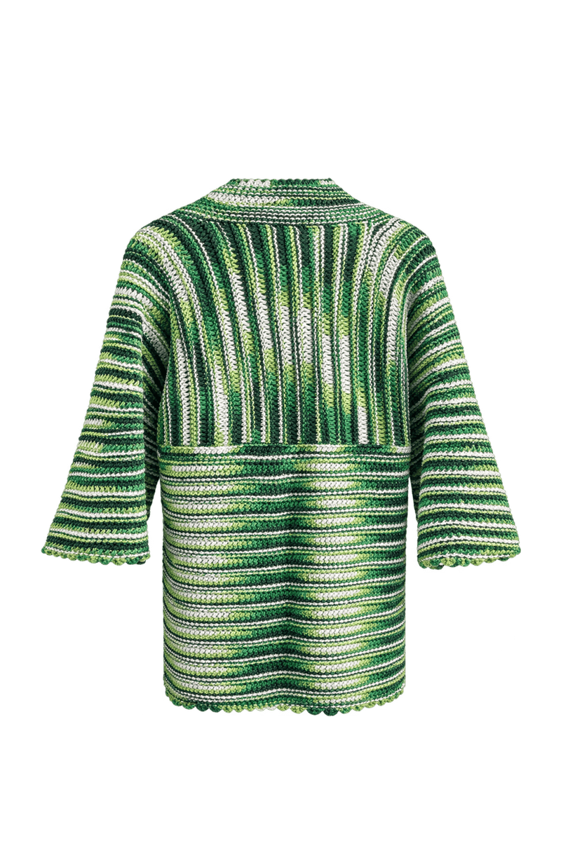 1980s Variegated Green Knit Sweater - Back View