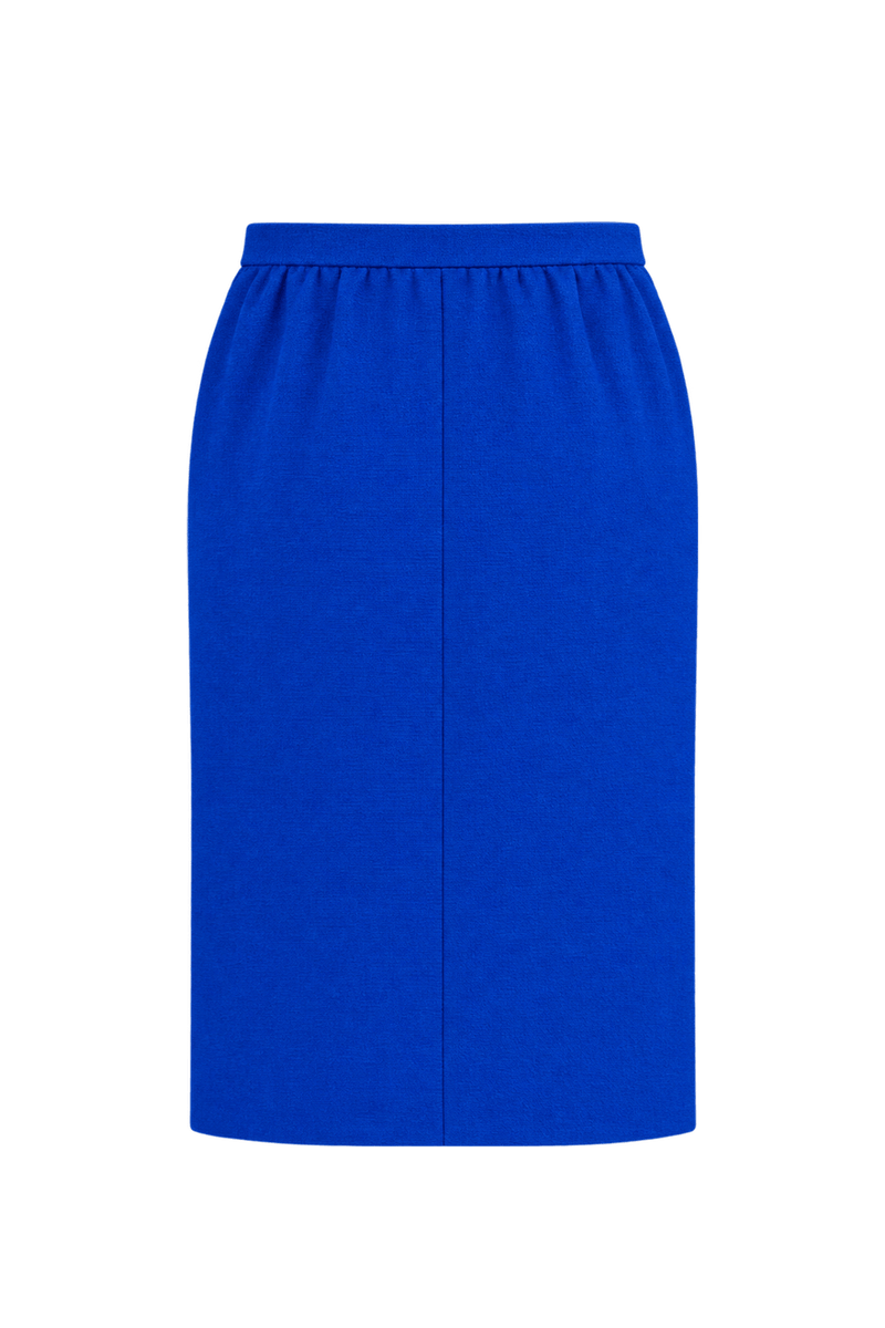 1980s Cobalt Blue Knit Skirt - Back View