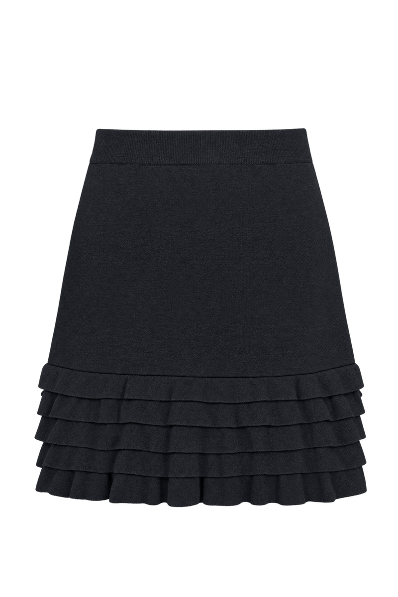 1990s Black Knit Mini Skirt - Back View