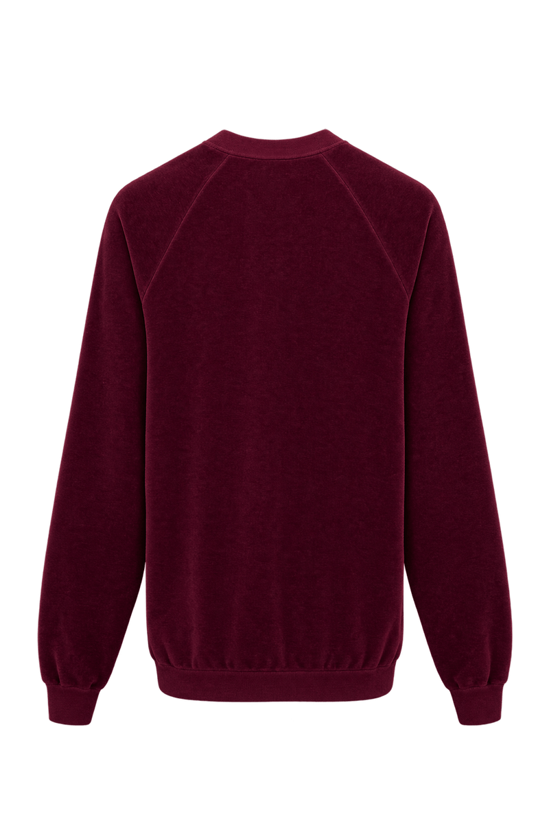 1990s Deep Burgundy Velour Sweater - Back View