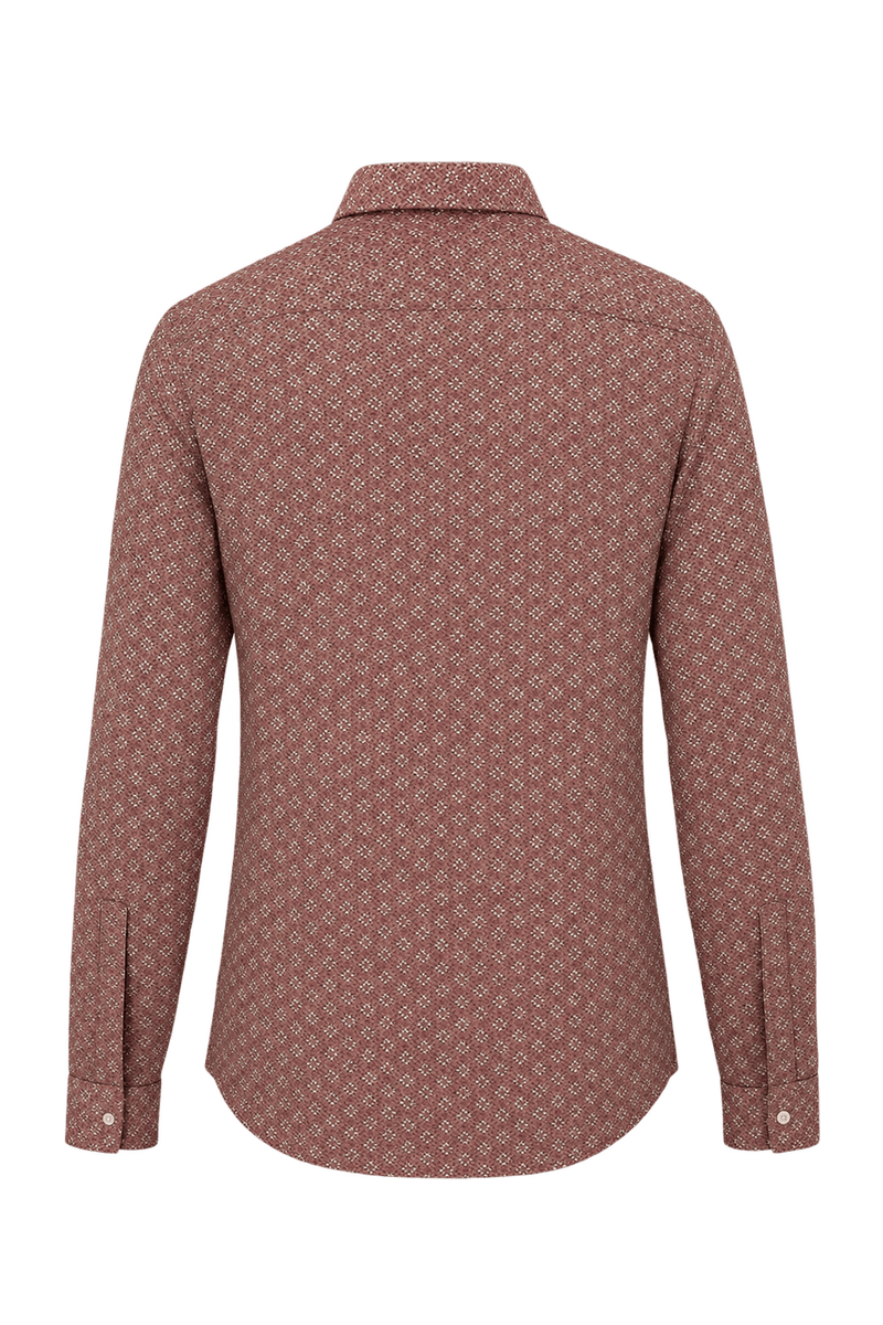 1970s Dusty Rose Pink Woven Fabric Button-Down Shirt - Back View
