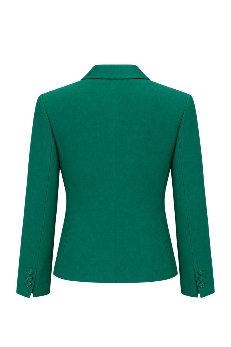 1980s Emerald Green Woven Blazer - Back View