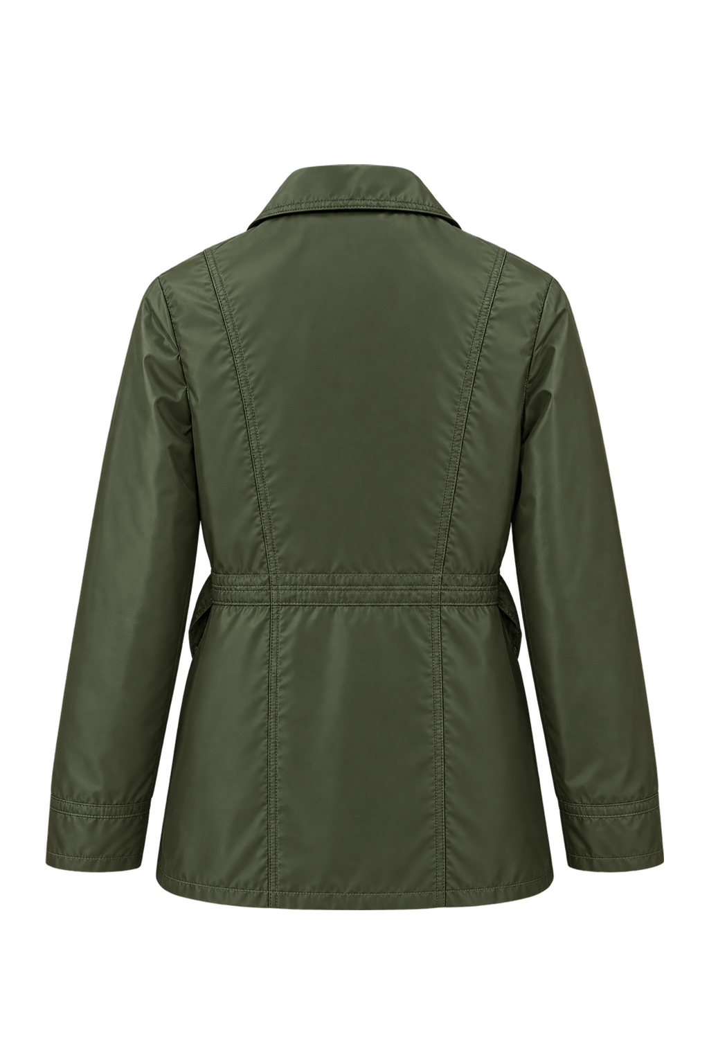 1970s Dark Olive Green Synthetic Fabric Jacket - Back View