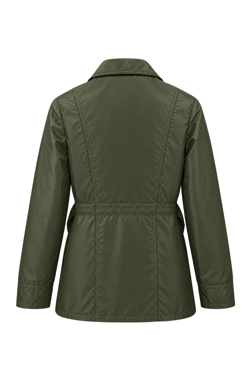 1970s Dark Olive Green Synthetic Fabric Jacket - Back View