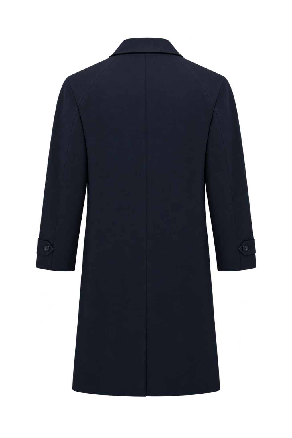 1980s Very Dark Navy Blue Woven Fabric Coat - Back View
