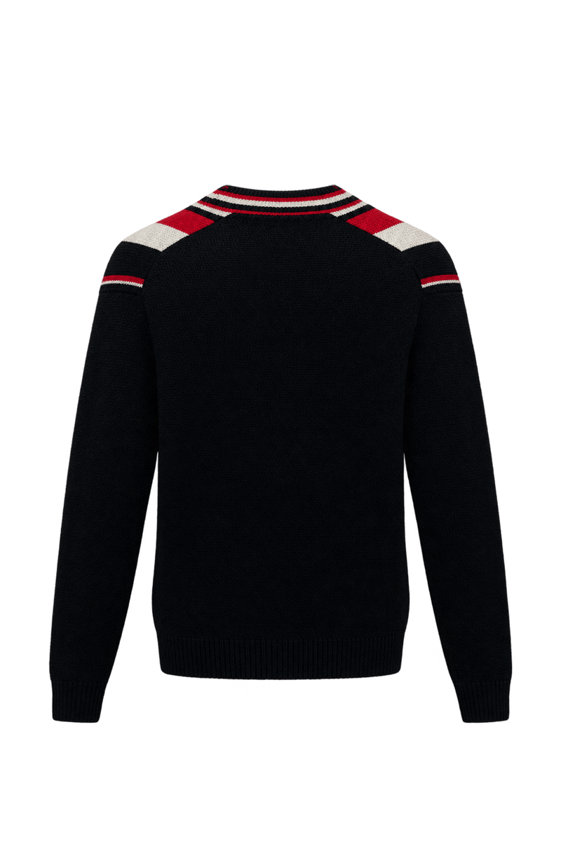 1960s Black Knit Cardigan - Back View