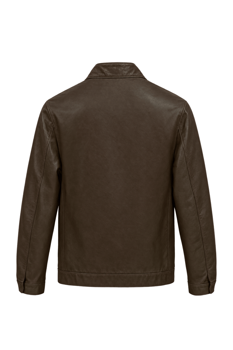 1980s Medium Brown Leather Jacket - Back View