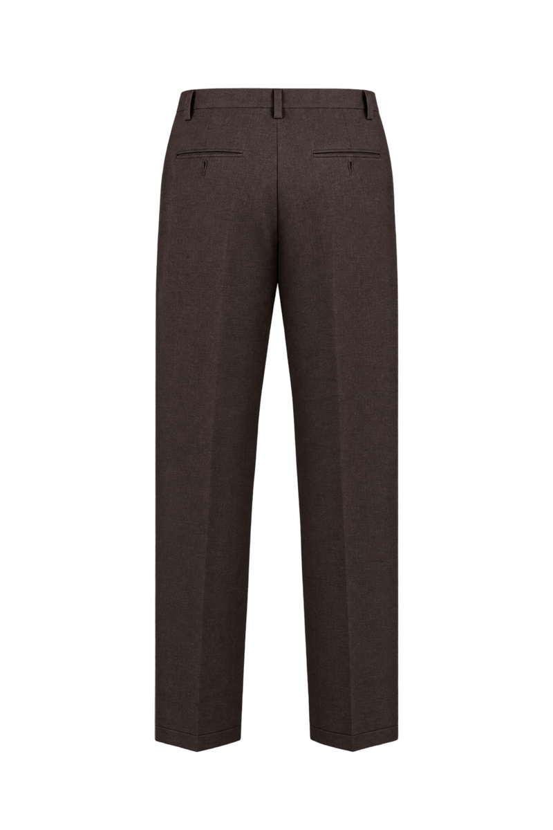 1980s Dark Chocolate Brown Woven Trousers - Back View