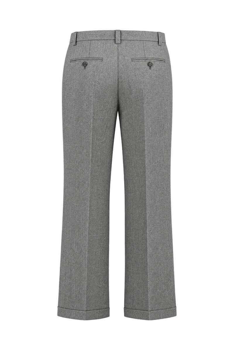 1980s Warm Gray Wool Trousers - Back View
