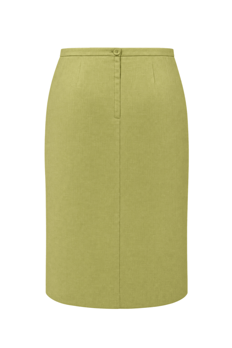 1960s Pale Lime Green Woven Skirt - Back View