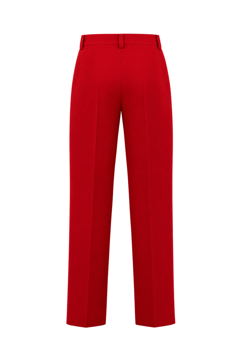 1990s Bright Crimson Red Woven Trousers - Back View