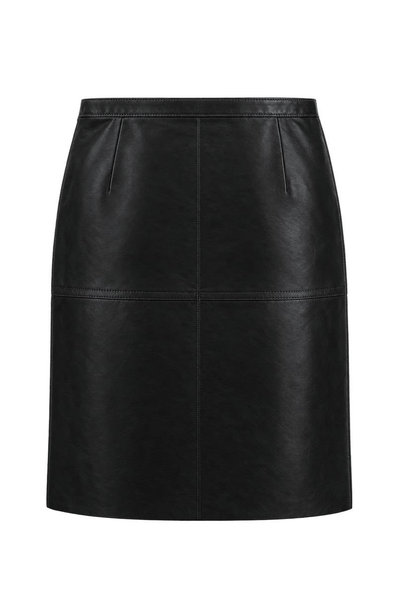 1990s Black Leather Skirt - Back View