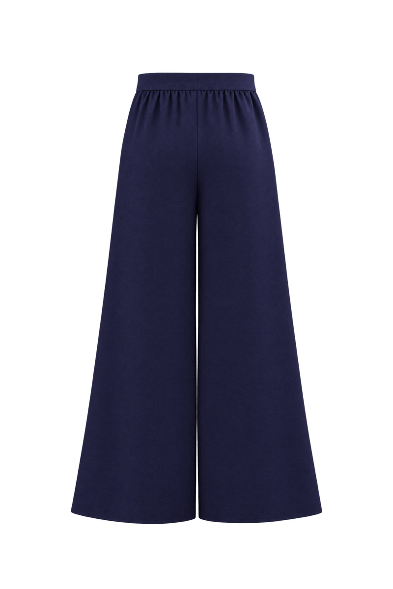 1980s Deep Purple Woven Wide-Leg Pants - Back View