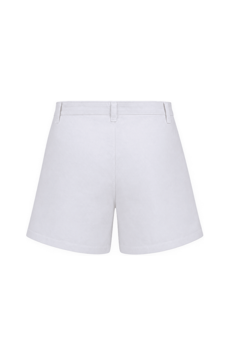 1980s White Woven Fabric Mens Shorts - Back View