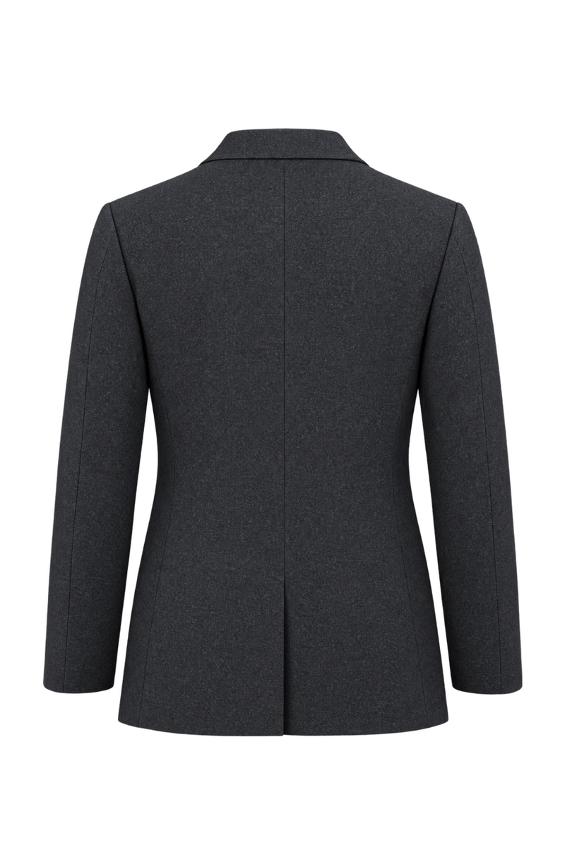 1980s Dark Charcoal Gray Woven Blazer - Back View