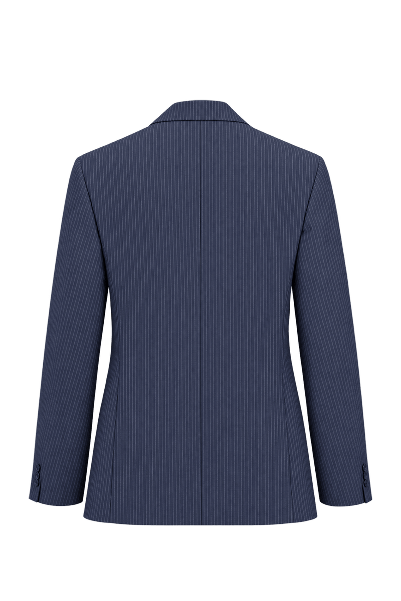 1980s Navy Blue Woven Blazer - Back View