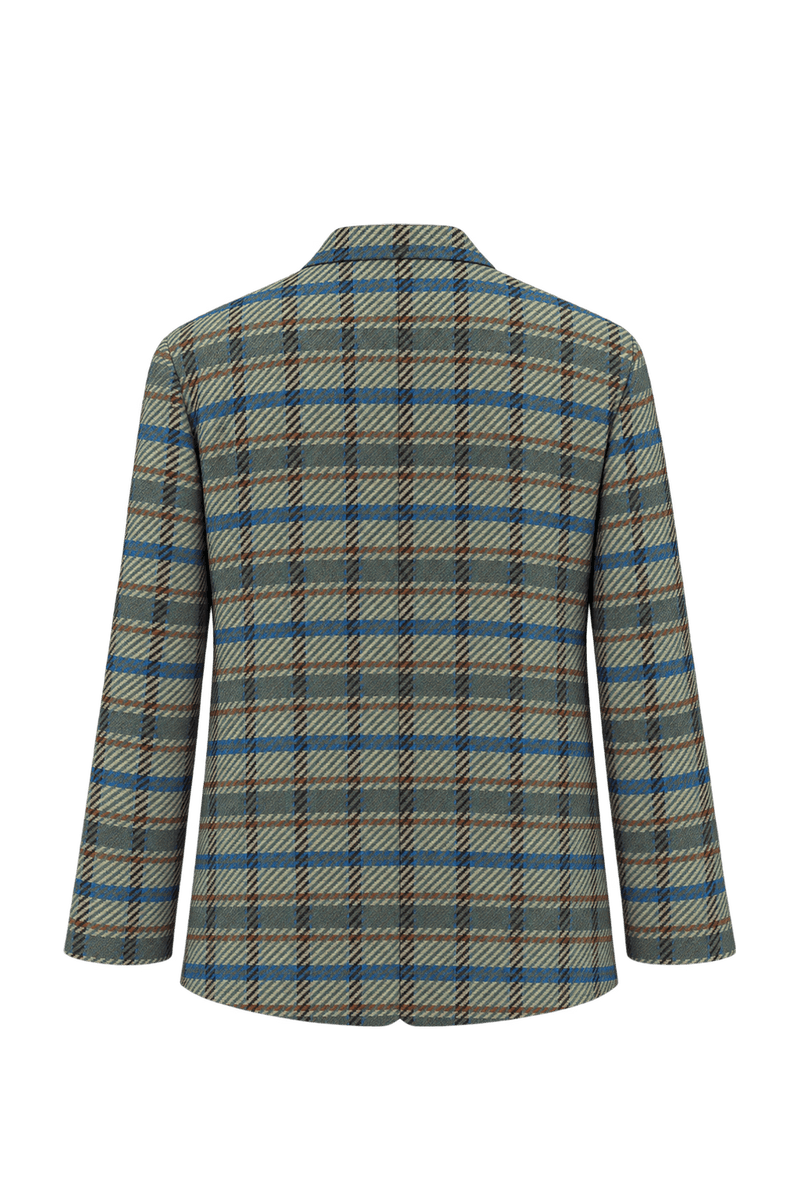 1980s Muted Grey-Green Woven Jacket - Back View