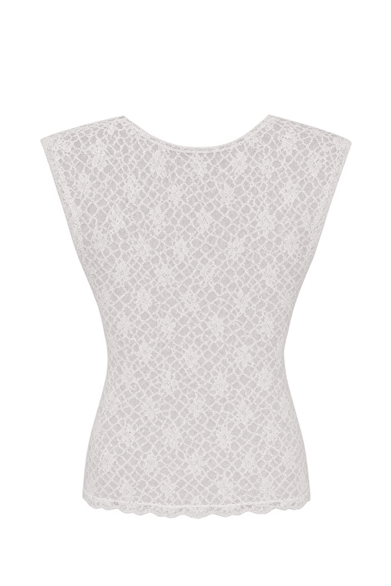 1990s White Lace Blouse - Back View
