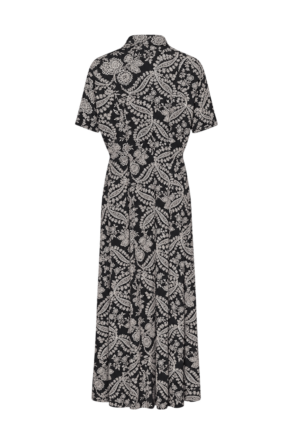 1990s Black Cream Maxi Dress - Back View