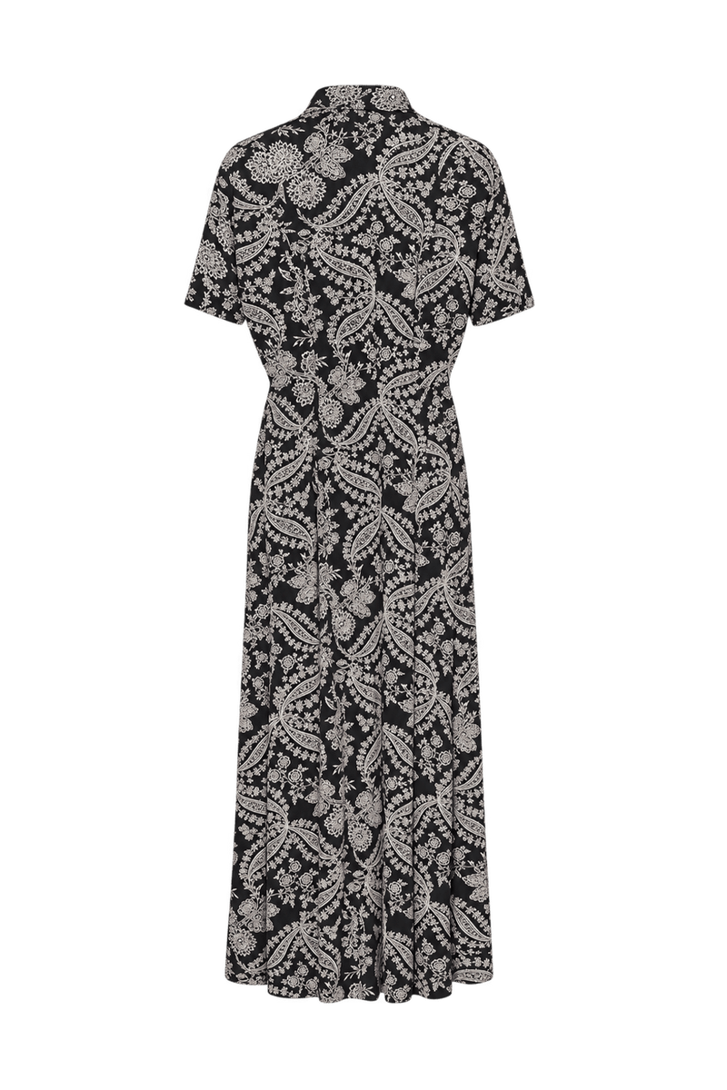 1990s Black Cream Maxi Dress - Back View